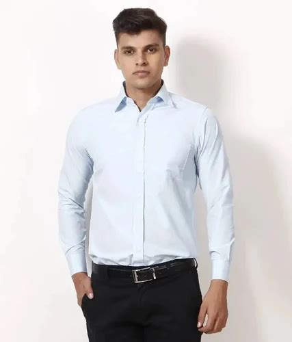 Classic Cotton Blend Solid Formal Shirts For Men Button Down Shirts