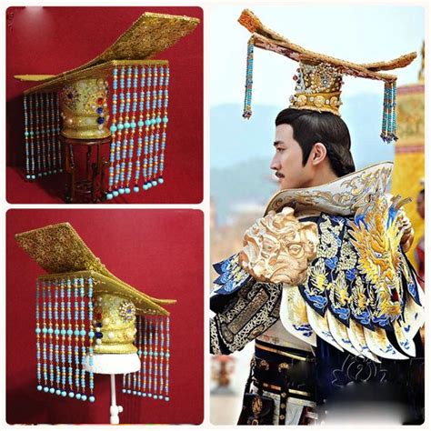 Ancient Chinese Emperor Mian Hat Hair Tiara Actor Li Zhiting Throne