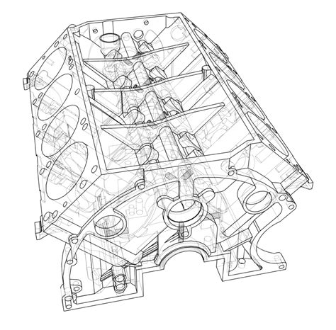 Engine Block Sketch Vector Rendering Of 3d Repair Ink Project Vector Repair Ink Project Png