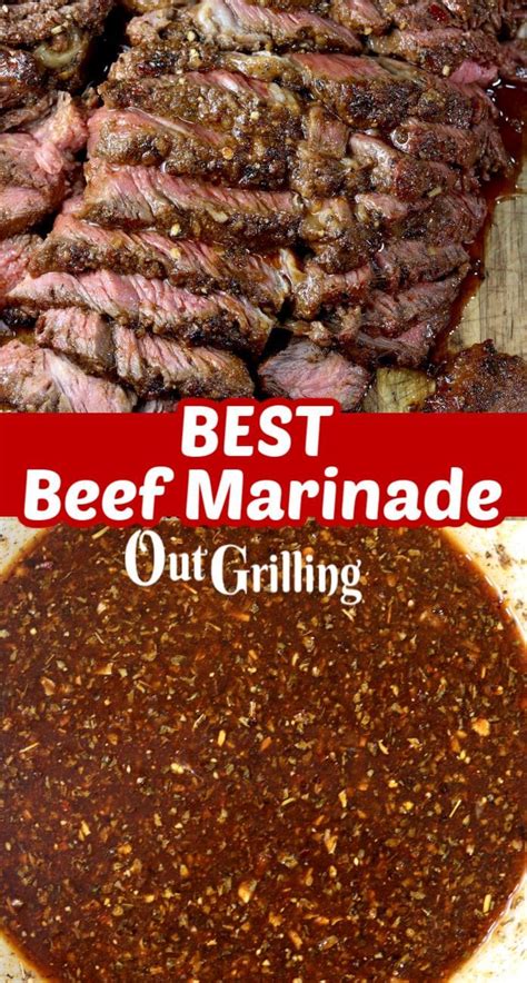 The Best Beef Marinade that is packed with flavor for grilling steaks or roast beef. It is super ...