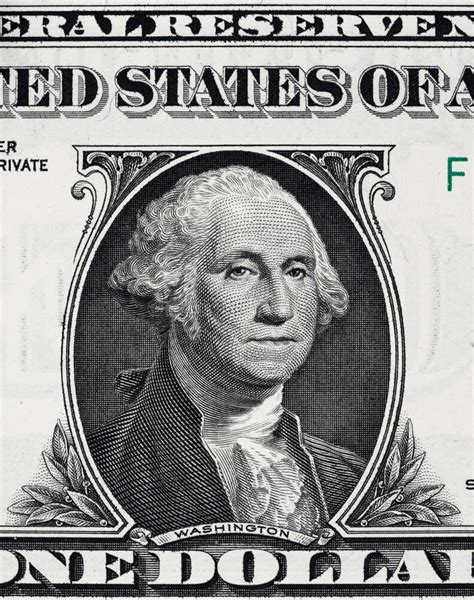 George Washington Portrait On The Us One Dollar Bill Macro United