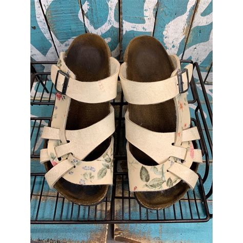 Birkenstock Pisa Marbella Papillio Narrow Fit White Floral Sandals