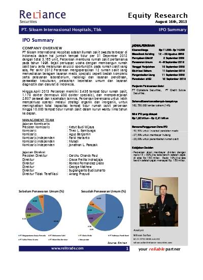 Equity Research IPO Summary PT Siloam Internasional Hospitals Tbk