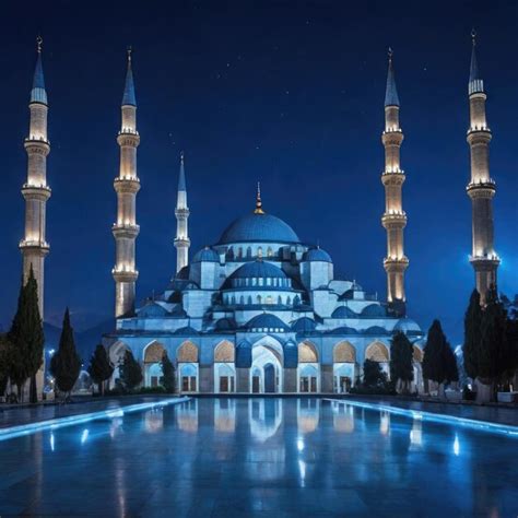 Premium Photo | A night view of the blue mosque in the middle of the night