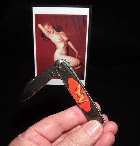 Marilyn Monroe Vintage Nude Pin Up Single Blade Pocket Knife By Bayes