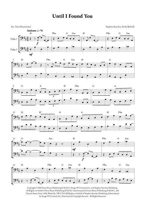 Until I Found You Arr Tom Drummond Sheet Music Stephen Sanchez