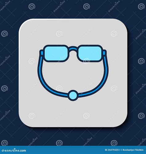 Icono De Anteojos De Contorno Relleno Aislado En Fondo Azul Vector