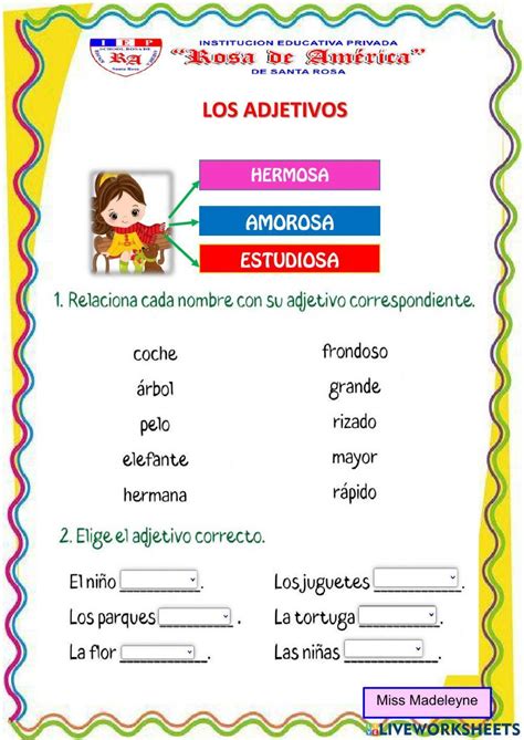 El Adjetivo Calificativo Interactive Activity Live Worksheets