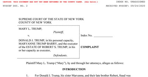 Read Mary Trump’s Lawsuit - The New York Times