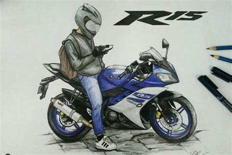 Dibujo de motocicleta con lápices