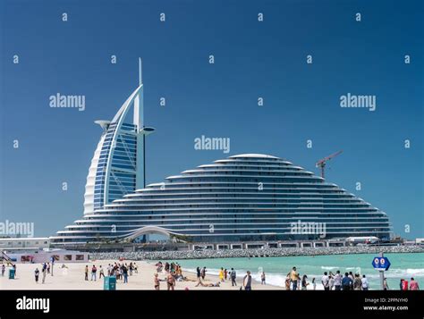 Dubai Uae April Burj Al Arab Behind Marsa Al Arab Hotels In