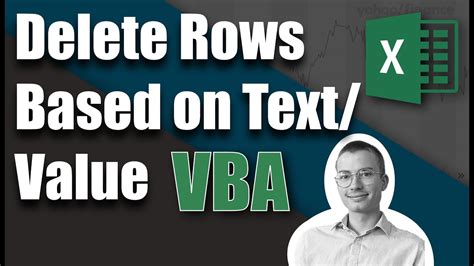 Delete Rows Based On Value Text Excel Vba Tutorial Youtube