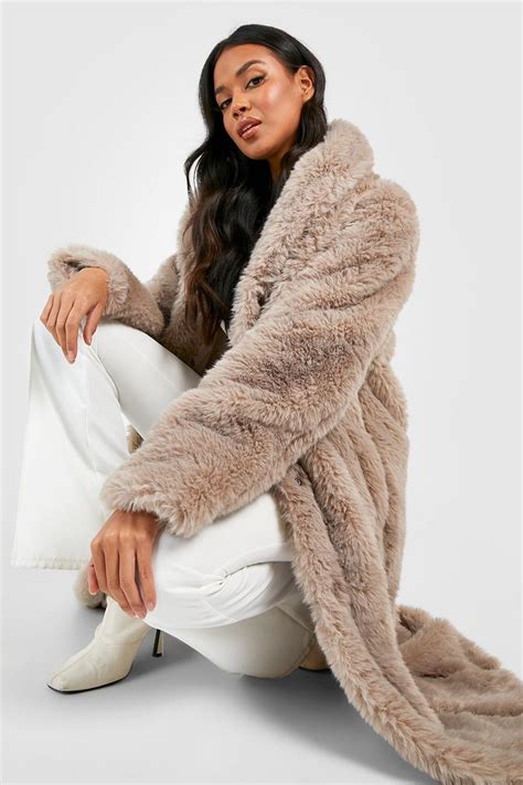 Womens Luxe Faux Fur Maxi Coat Boohoo Uk