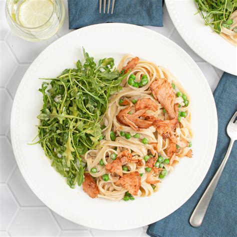 Mealime Fettuccine Alfredo With Crispy Smoked Salmon And Honey Mustard