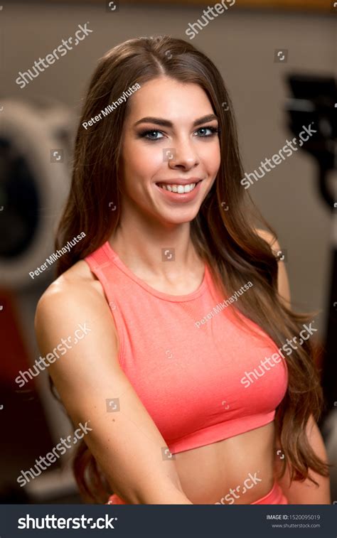 Portrait Sexy Fitness Brunette Girl Sitting Stock Photo Shutterstock