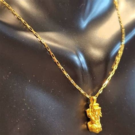 Genuine Pure Gold 24k Necklace 18k Gold Chain Necklace Lucky Etsy