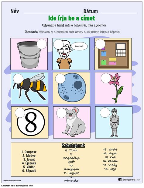 Nyomtatható homofon munkalap Storyboard por hu examples