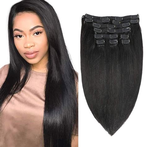 12 Brazilian Virgin Human Hair Grade 8a Straight Clip In Hair