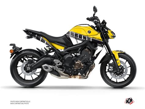 Yamaha MT 09 Street Bike Vintage Graphic Kit Yellow Kutvek Kit Graphik