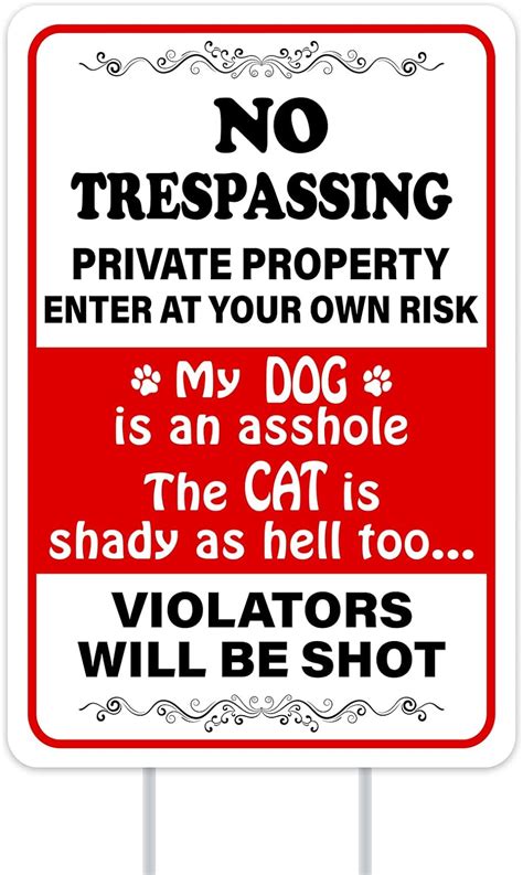 Waahome Funny Private Property No Trespassing Yard Sign With Stakes 8 X12