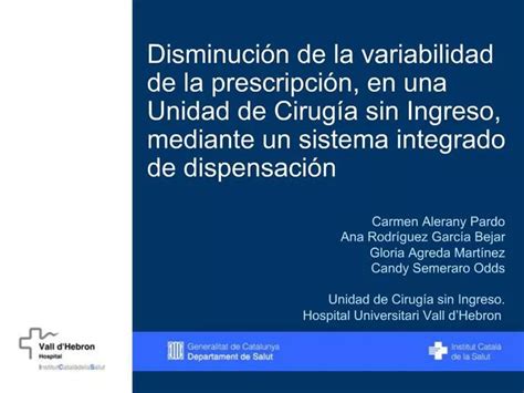 PPT Disminuci N De La Variabilidad De La Prescripci N En Una Unidad