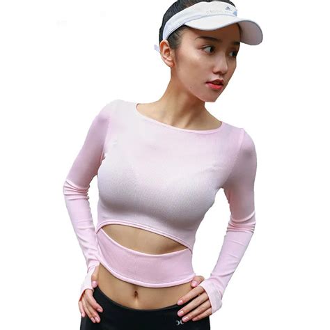 Sexy Knitted Tee Shirts High Waist Women Long Sleeve T Shirt Hollow Out