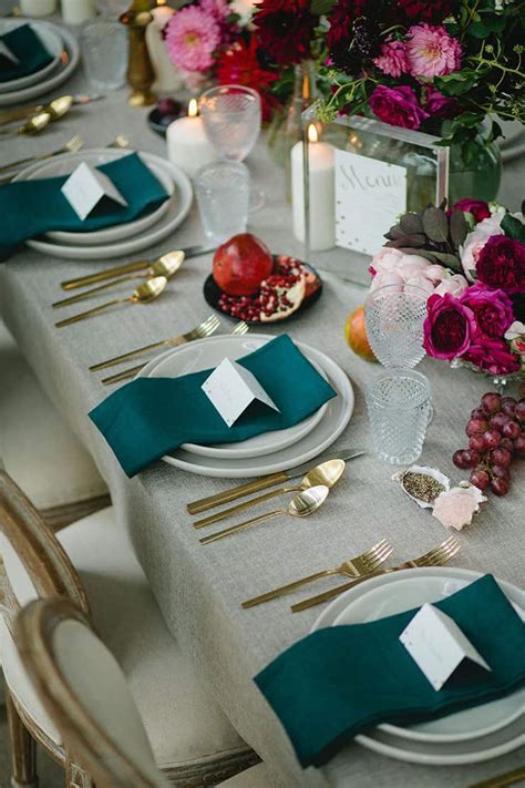 Wedding-Reception-Ideas-Wow-Your-Guests-Modern-Restaurant-Teal-Crimson-Table-Setting - The ...