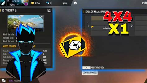 FREE FIRE AO VIVO X1 DOS CRIA 4X4 4V4 SALA PERSONALIZADA FF YouTube