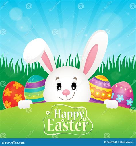 Happy Easter Theme With Eggs And Bunny Stock Vector Illustration Of Artwork Message 84463540