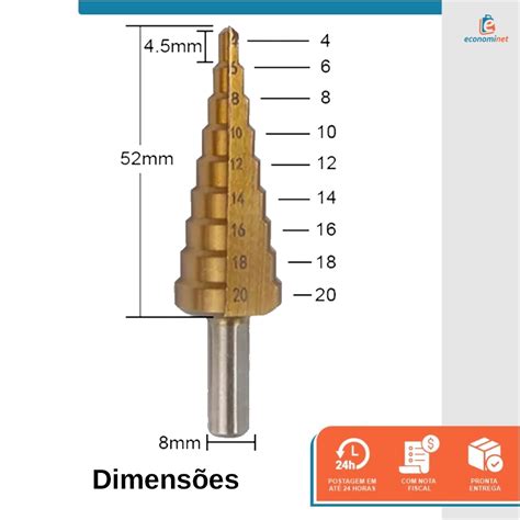 Broca Escalonada Cônica 4 A 20mm Hss Em Aço Rápido Starfer