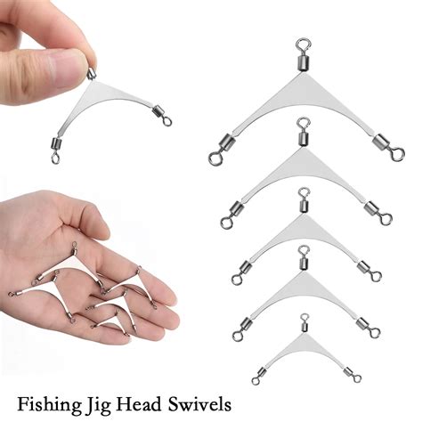 10Pcs 3 Way Stainless Steel Fishing Jig Head Swivels Fishing Rolling