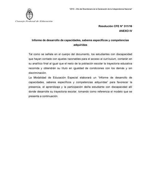 Anexo Iv Res Cfe Consejo Federal De Educaci N