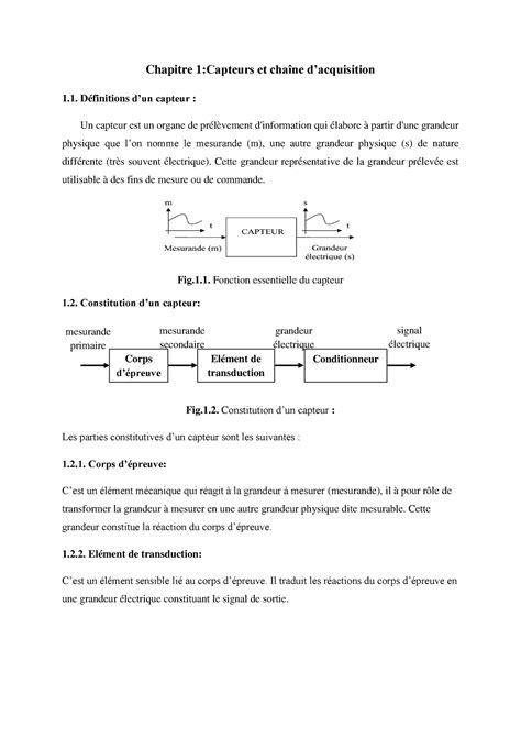 Cours Capteur Rrrrr Chapitre Capteurs Et Cha Ne Dacquisition