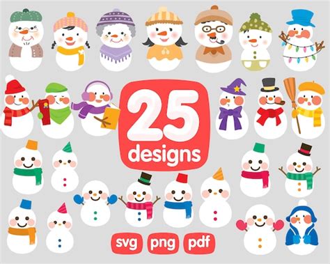 SNOWMAN SVG Clipart Bundle snowman clipart winter clipart | Etsy