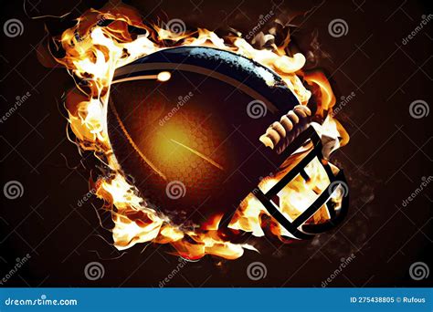 Realistic American Football In The Fire Stock Illustration