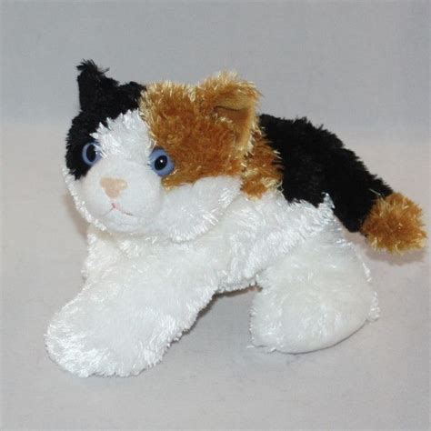 Aurora Small Calico White Black Brown Kitten Beanbag Plush Cat Brown