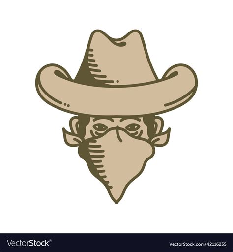 Cowboy front head Royalty Free Vector Image - VectorStock