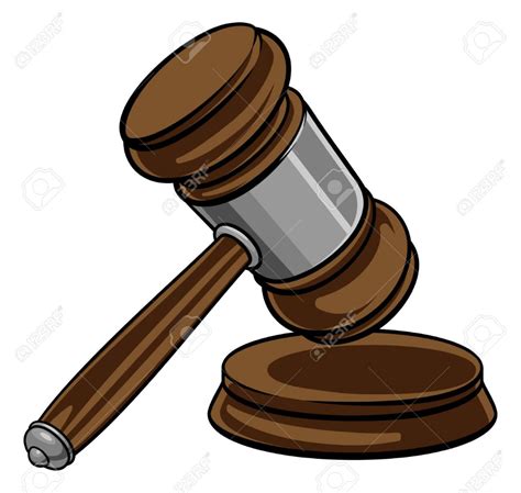 Judge Hammer Wooden Gavel And Base Cartoon Royalty Free Svg Cliparts