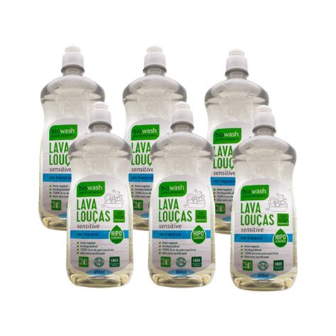 Kit 6 Lava Louças Natural Biodegradável Sensitive Biowash no Shoptime