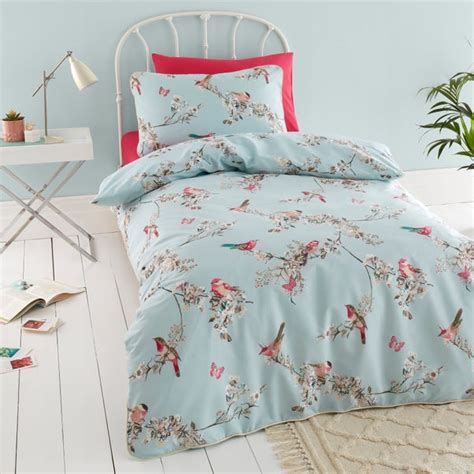 Beautiful Birds Duck Egg Duvet Cover And Pillowcase Set Dunelm