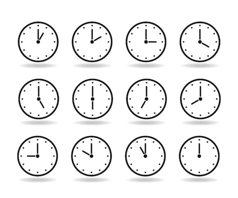 Iconos De Reloj Con Diferentes Horas Y Conjunto De Iconos De Reloj En