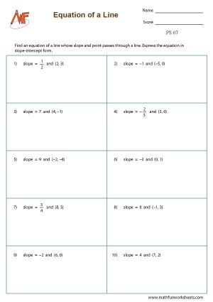 Point Slope Form Worksheets Math Fun Worksheets