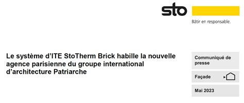 Le système dITE StoTherm Brick habille la nouvelle agence parisienne