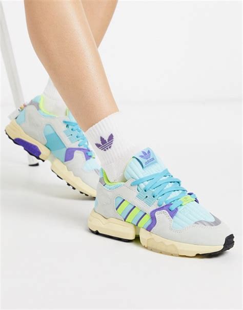 Adidas Originals ZX Torsion Trainers In Aqua And Yellow ASOS