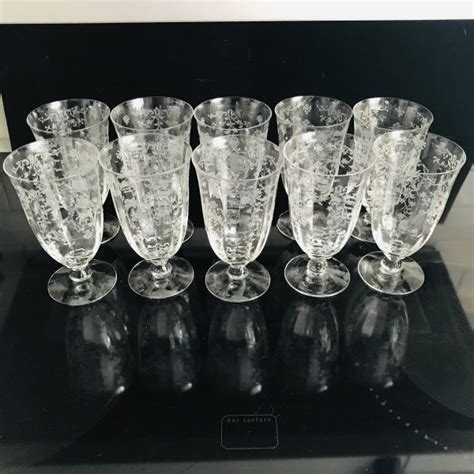 Vintage Water Goblets Fostoria Crystal Navarre Pattern Paneled And