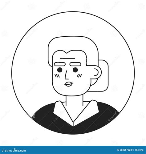 Senior Silver Haired Woman Monochrome Flat Linear Character Head Stock
