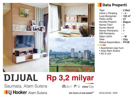 Harus Terjual Apartemen Saumata Alam Sutera Fully Furnish