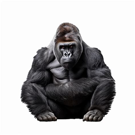 Premium Photo | A gorilla with a black back and a white background.