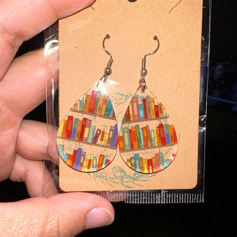 Book Earrings, Earrings for Book Lovers, Jewerly Gift for Book Enthusiasts, Librarian Dangle ...