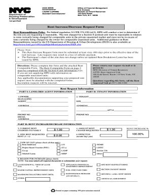 Fillable Online Home Nyc Rent Increase Decrease Request Form RENT